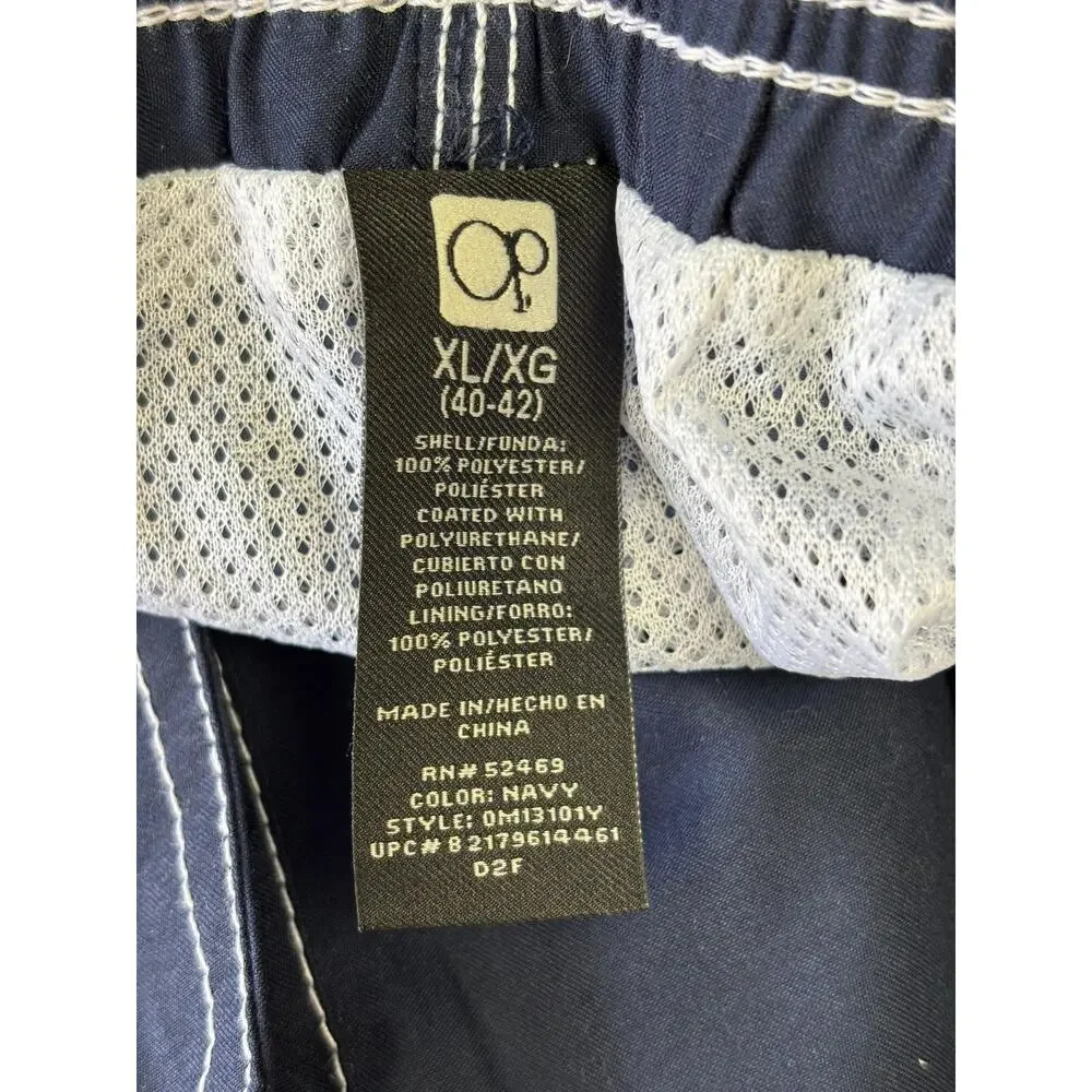 Op Swim Trunks Mens XL Navy Cargo Pocket Elastic Waist Lined Mesh Quick Dry